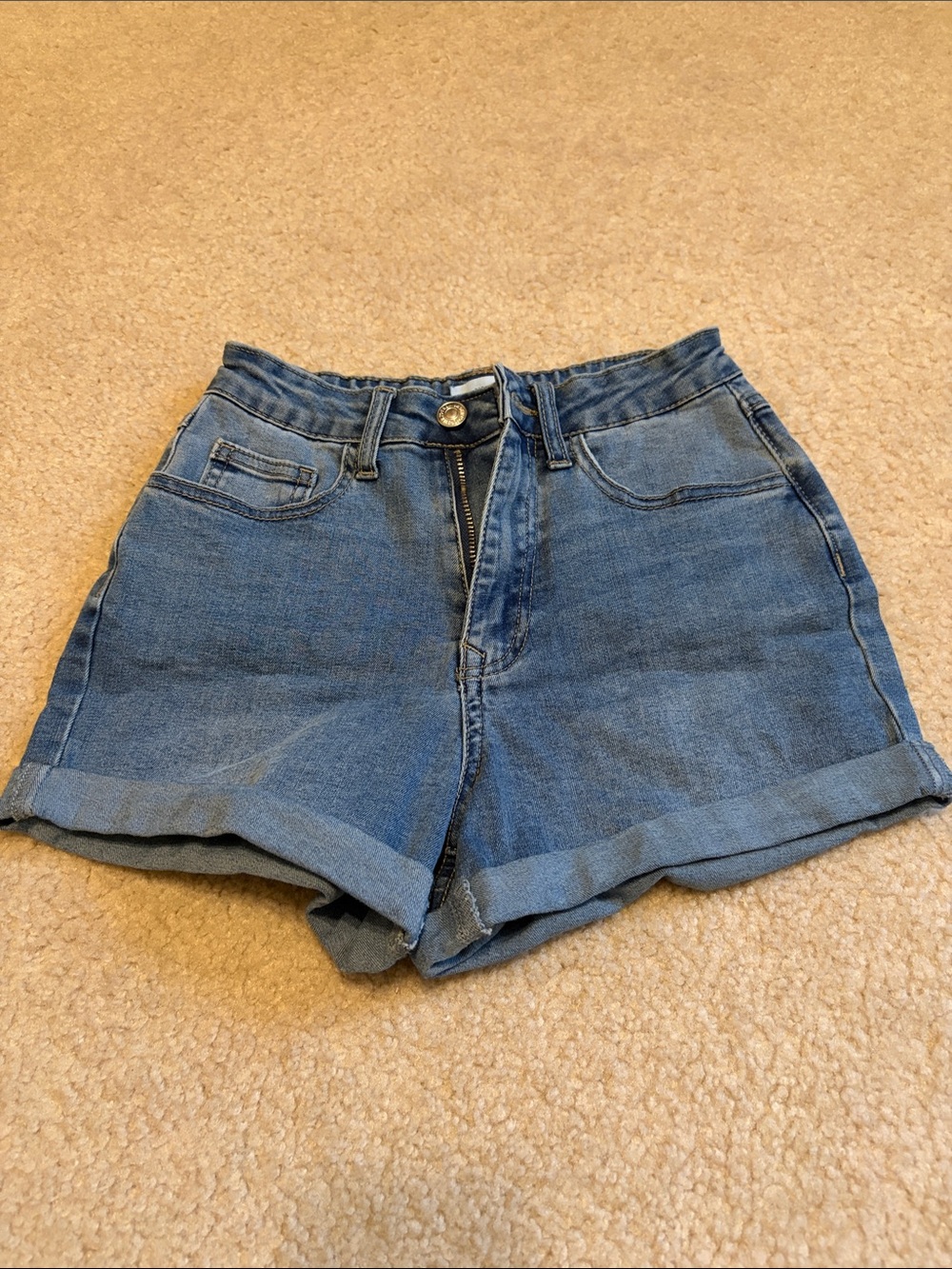 Classic Blue Denim Women's Shorts - Casual High-Waist